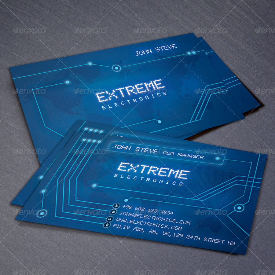 Electronics Business Card, Print Templates GraphicRiver